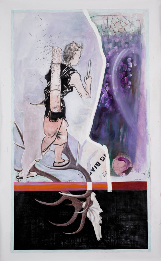 Dialog II, 2018, 174x105cm, Öl, Blei- und Buntstift auf Papier