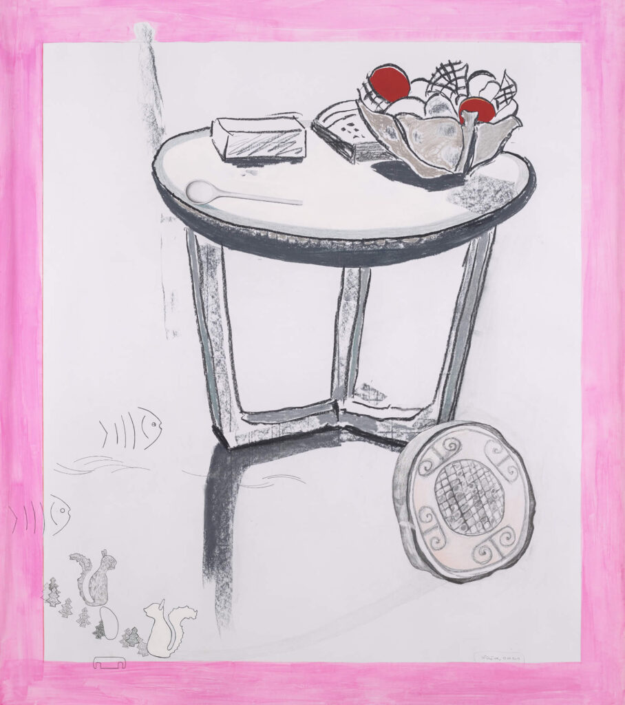 Triumph des Alltags II, 2019, 120x106cm, Pastell, Kohle, Bleistift, Acryl auf Papier