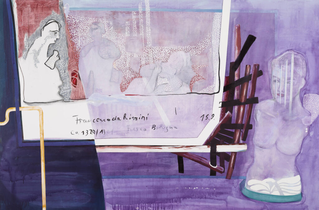 falsches Verstehen II, 2020, 115x175cm, Öl, Kohle auf Leinwand