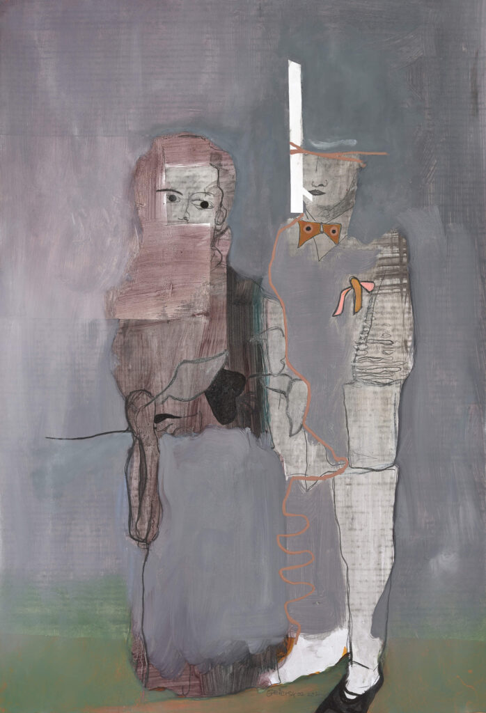 Onkel Ernst 1922 42/52 I, 2024, 100x70cm, Bleistift, Kohle, Acryl, Öl, Papier auf Papier