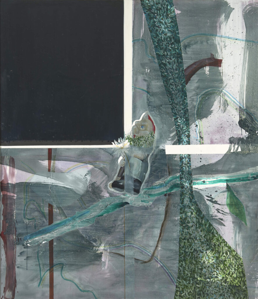 ...come sempre...I, 2023, 155x135cm, Öl, Kreide auf Leinwand