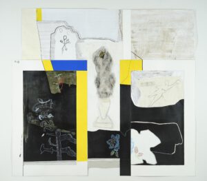 ...Ravenna, eben perlend, 2025, 179x195, Bleistift, Kreide, Gouache, Karton auf Papier