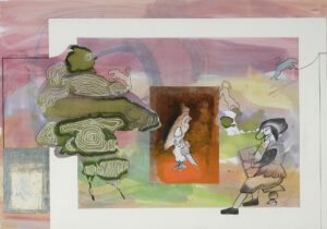 U.R.R. IV, 2025, 70x100cm, Bleistift, Gouache, Karton auf Papier